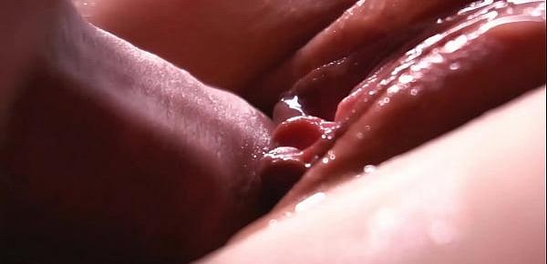  Extremely close-up. Sperm dripping down the pussy